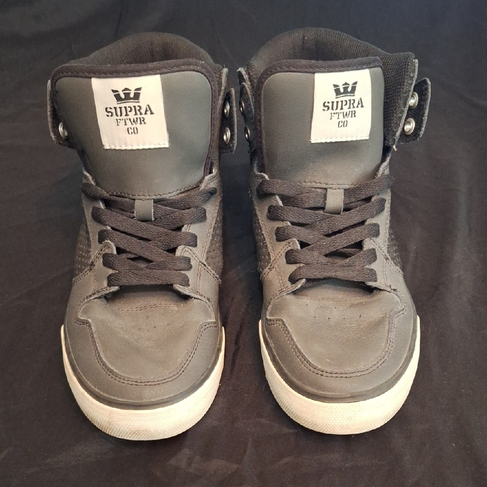 Supra Men's Gray and Black High-Top Sneakers - Picture 3 of 5
